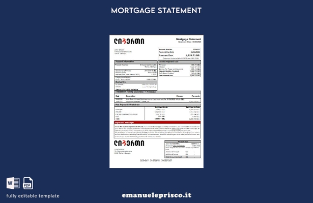 modello di estratto conto ipotecario della Georgia Liberty Bank in stile verific
